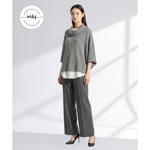 NWT Korye Cowl Neck Dolman Sleeves Oversized Sweater Black White Women L - Picture 1 of 9